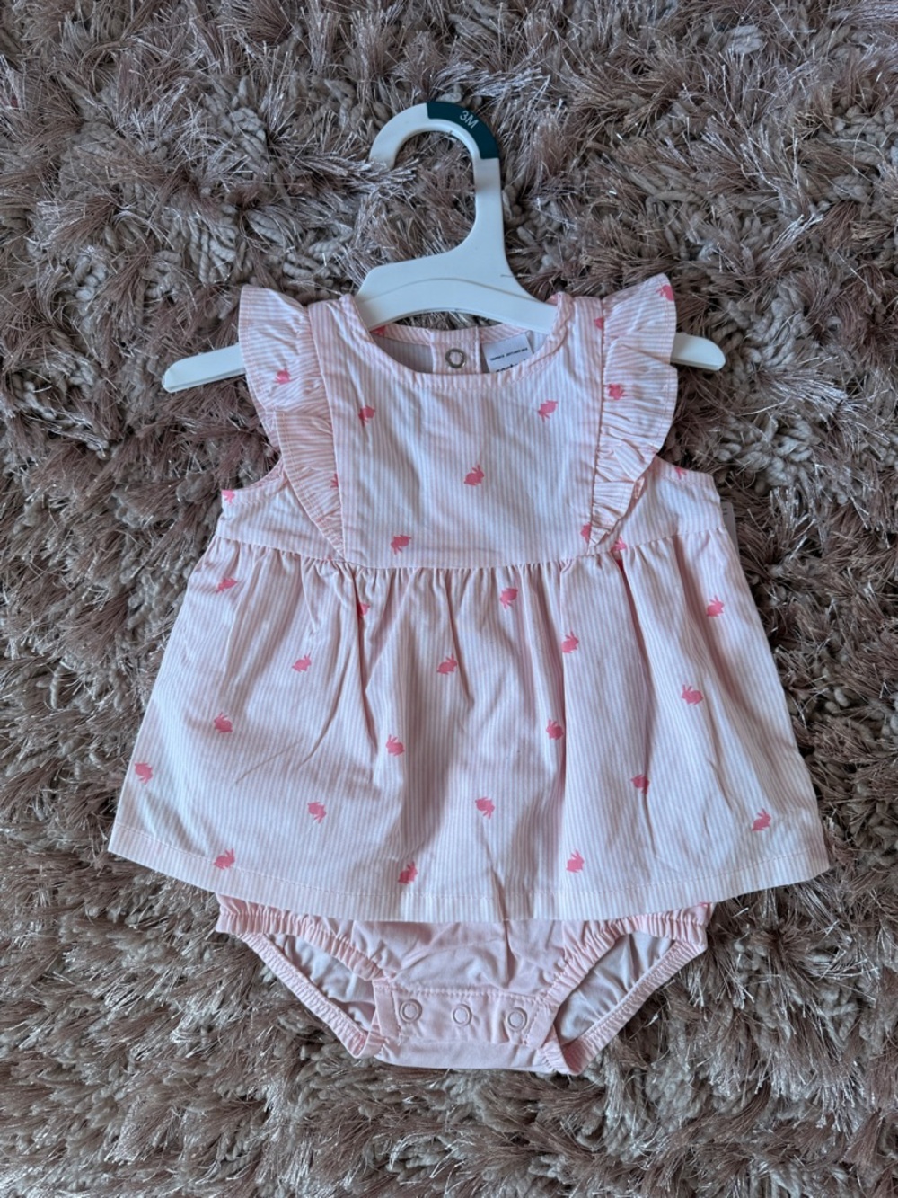 Baby Girl Sunflower Yellow Dress & Pink Ruffle Bodysuit Set - Picture 3 of 4